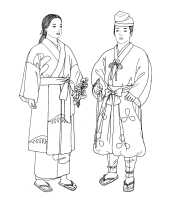 A coloring page of japanese clothing